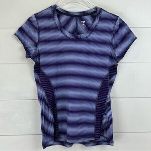 TITLE NINE Women’s Size Medium Top Purple Striped T-Shirt Camping Hiking Outdoor